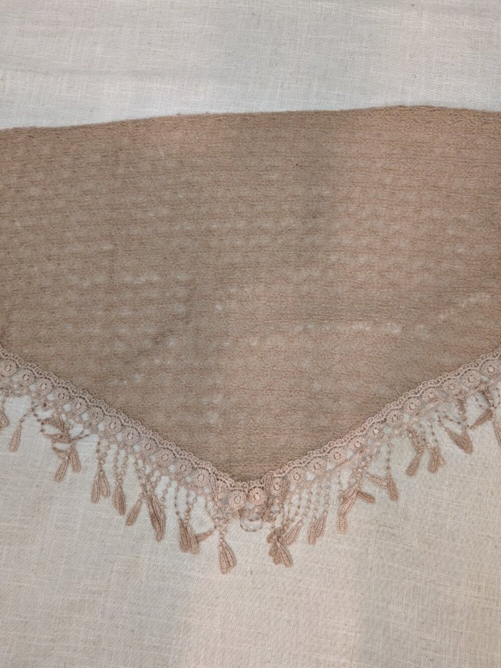 Beige Tasseled Knit Scarf - Picture 3 of 7